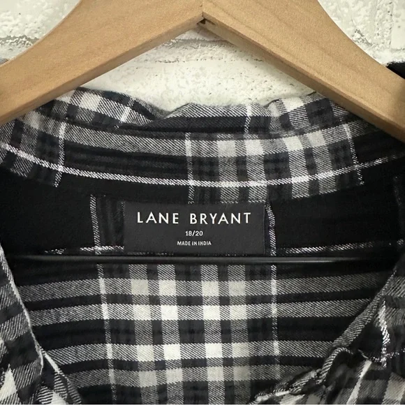 LANE BRYANT Black & White Plaid Flannel Shirt - Picture 4 of 10